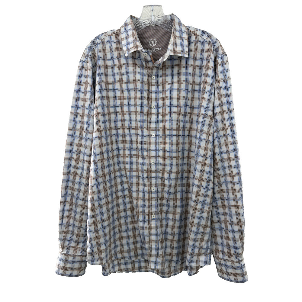Bugatchi Men's Classic Multicolor Cotton Collared Abstract Button Down Shirt XL